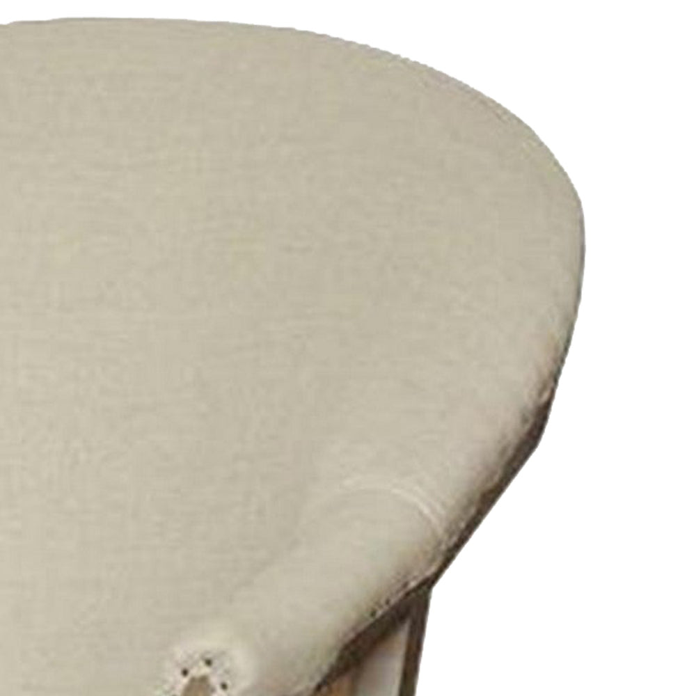 36 Inch Library Accent Armchair Handcrafted Wood Frame Padded Cream Linen By Casagear Home BM297304