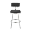 Col 26 Inch Swivel Counter Stool Black Faux Leather Stainless Steel Frame By Casagear Home BM298848