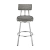 Col 26 Inch Swivel Counter Stool Gray Faux Leather Stainless Steel Frame By Casagear Home BM298850