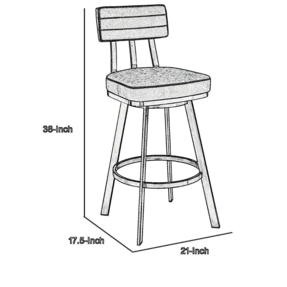 Col 26 Inch Swivel Counter Stool Gray Faux Leather Stainless Steel Frame By Casagear Home BM298850