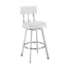 Col 26 Inch Swivel Counter Stool White Faux Leather Stainless Steel Frame By Casagear Home BM298852