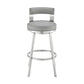 Nova 26 Inch Swivel Counter Stool Panel Back Steel Gray Faux Leather By Casagear Home BM298867