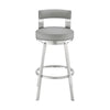 Nova 26 Inch Swivel Counter Stool Panel Back Steel Gray Faux Leather By Casagear Home BM298867