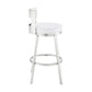 Nova 26 Inch Swivel Counter Stool Panel Back Steel White Faux Leather By Casagear Home BM298869