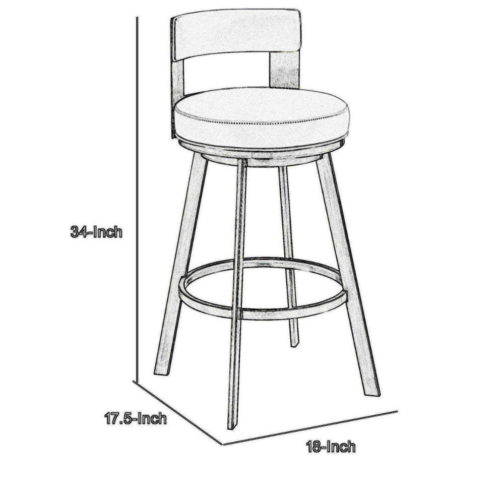 Nova 26 Inch Swivel Counter Stool Panel Back Steel White Faux Leather By Casagear Home BM298869