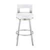 Nova 30 Inch Swivel Barstool Panel Back Steel Frame White Faux Leather By Casagear Home BM298875