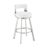 Nova 30 Inch Swivel Barstool Panel Back Steel Frame White Faux Leather By Casagear Home BM298875