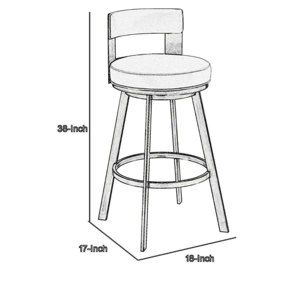 Nova 30 Inch Swivel Barstool Panel Back Steel Frame White Faux Leather By Casagear Home BM298875