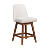 Lara 26 Inch Swivel Counter Stool Chair Beige Polyester Brown Wood Legs By Casagear Home BM298894