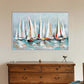 Hy 39 x 59 Hand Painted Multicolor Floating Boats, Modern, White Frame  By Casagear Home