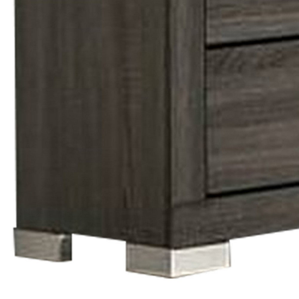 Lola 57 Inch Wood Dresser 6 Drawers Black Metal Bar Handles Dark Gray By Casagear Home BM298944