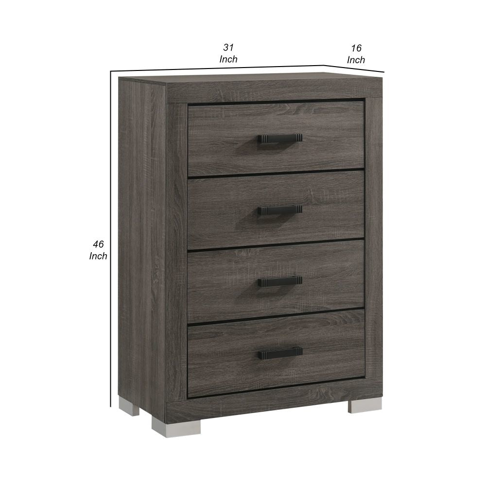 Lola 46 Inch Tall Dresser Chest 5 Drawers Metal Bar Handles Dark Gray By Casagear Home BM298945