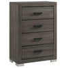 Lola 46 Inch Tall Dresser Chest 5 Drawers Metal Bar Handles Dark Gray By Casagear Home BM298945