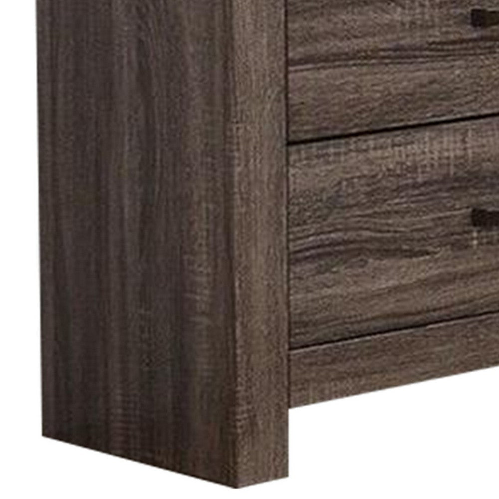 Soma 59 Inch Rustic 7 Drawer Wide Dresser Metal Bar Handles Oak Gray By Casagear Home BM298959