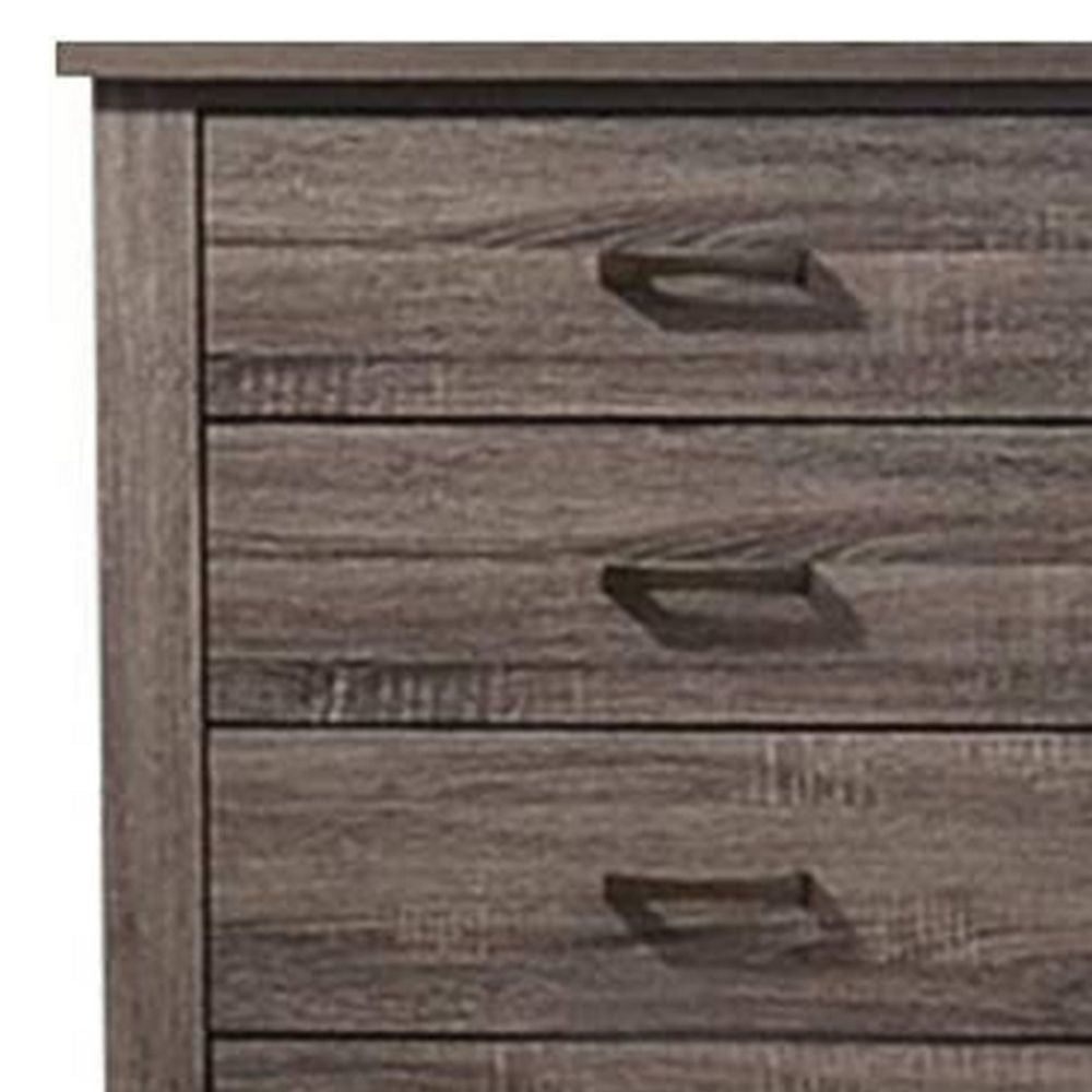 Soma 49 Inch Rustic 5 Drawer Tall Dresser Chest Bar Handles Oak Gray By Casagear Home BM298960