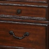 Miri 25 Inch 3 Drawer Nightstand Brass Carved Accents Cherry Oak Brown By Casagear Home BM298961