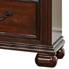 Miri 25 Inch 3 Drawer Nightstand Brass Carved Accents Cherry Oak Brown By Casagear Home BM298961