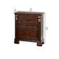 Miri 25 Inch 3 Drawer Nightstand Brass Carved Accents Cherry Oak Brown By Casagear Home BM298961