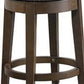 Drue 24 Inch Set of 2 Swivel Counter Stools Brown Wood Gray Faux Leather By Casagear Home BM298970