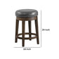 Drue 24 Inch Set of 2 Swivel Counter Stools Brown Wood Gray Faux Leather By Casagear Home BM298970