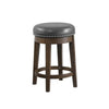 Drue 24 Inch Set of 2 Swivel Counter Stools Brown Wood Gray Faux Leather By Casagear Home BM298970