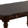 Kipp 78 Inch Dining Table 2 Extension Leafs Floral Carved Oak Brown Wood By Casagear Home BM299023