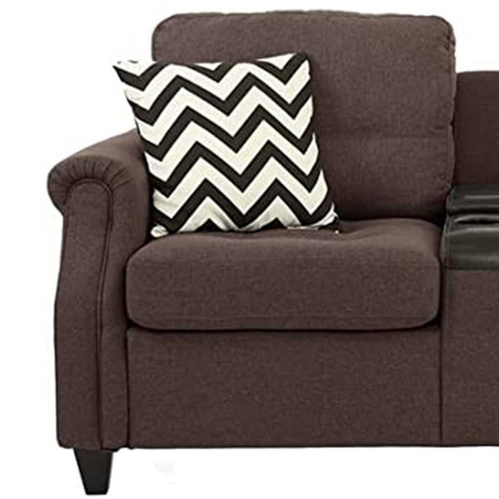 Noa Modern 2 Piece Sofa Loveseat Set 4 Pillows USB Ports Dark Brown By Casagear Home BM299032