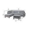 Olga 3 Piece L Shape Sectional Sofa Ottoman 2 Pillows Curved Arms Gray By Casagear Home BM299036