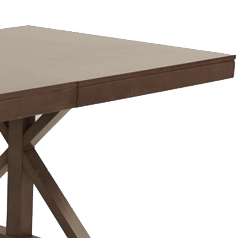 72-90 Inch Rectangular Dining Table Extension Leaf Trestle Base Oak Gray By Casagear Home BM299069