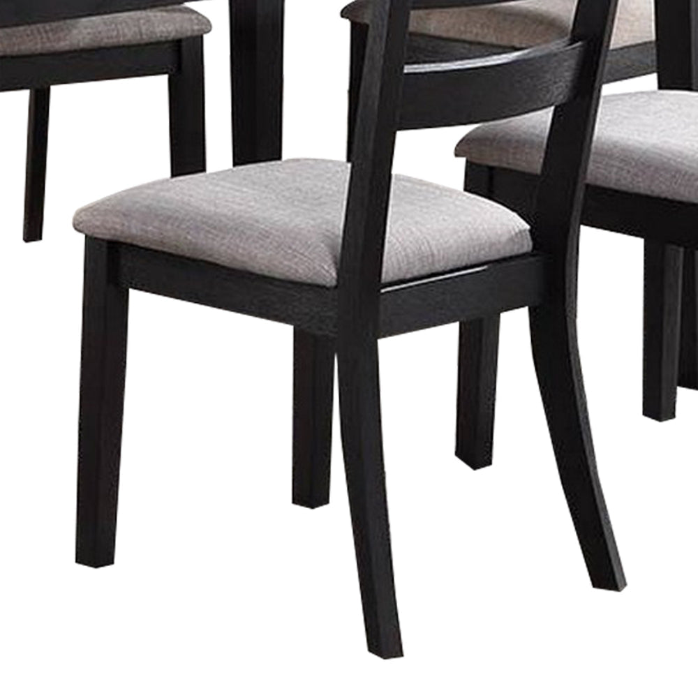 Riko 7 Piece Dining Set Rectangular Table 6 Padded Chairs Gray Finish By Casagear Home BM299075