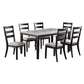 Riko 7 Piece Dining Set, Rectangular Table, 6 Padded Chairs, Gray Finish By Casagear Home