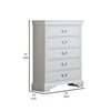 Vix 47 Inch 5 Drawer Tall Dresser Chest Metal Handles Crisp White Wood By Casagear Home BM299081