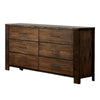 Tiva 59 Inch Wide 6 Drawer Dresser Metal Handles Distressed Oak Brown By Casagear Home BM299082