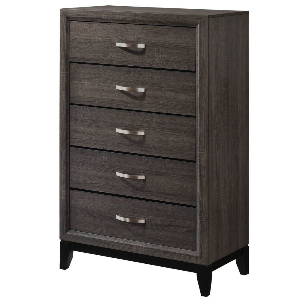 50 Inch Classic 5 Drawer Tall Dresser Chest with Metal Handles Oak Gray By Casagear Home BM299085