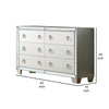 62 Inch Wood Dresser with 6 Drawers Mirror Inlay Tapered Legs Silver By Casagear Home BM299086