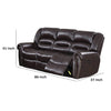 86 Inch Power Recliner Sofa with USB Charging Port Brown Bonded Leather By Casagear Home BM299094