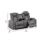 Elva 72 Inch Power Reclining Loveseat Lift Top Storage Console Gray By Casagear Home BM299096