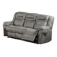 Betty 86 Inch Power Reclining Sofa Pull Tab Gray Breathable Leatherette By Casagear Home BM299105