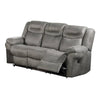 Betty 86 Inch Power Reclining Sofa, Pull Tab, Gray Breathable Leatherette By Casagear Home