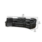 Zib Power Reclining Sectional Sofa Set USB Port Bonded Leather Jet Black By Casagear Home BM299109