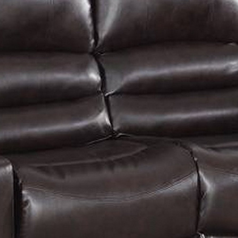 Zib Power Reclining Sectional Sofa Set USB Port Rich Brown Bonded Leather By Casagear Home BM299110