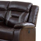 Lof Power Reclining Sectional Sofa Set USB Port Brown Gel Faux Leather By Casagear Home BM299111