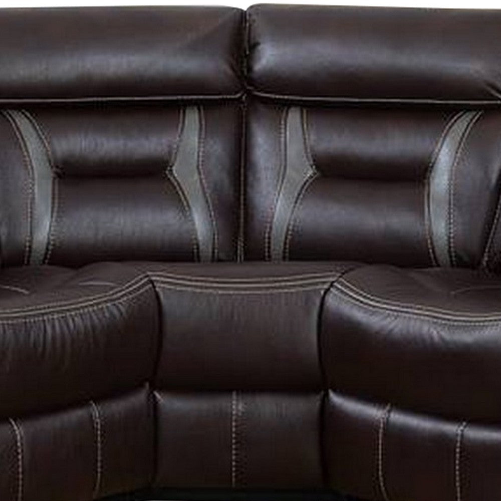 Lof Power Reclining Sectional Sofa Set USB Port Brown Gel Faux Leather By Casagear Home BM299111