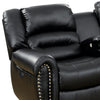 Qox Power Reclining Sectional Sofa Set USB Port Bonded Leather Black By Casagear Home BM299113