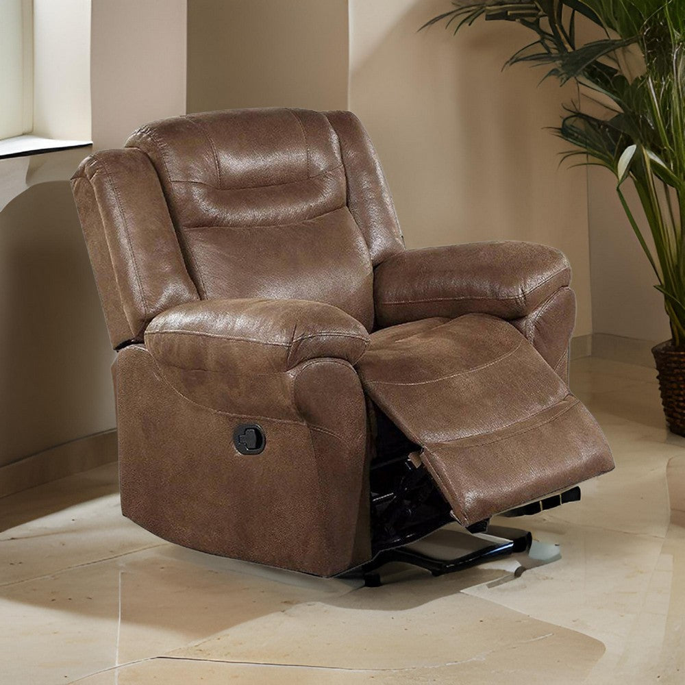 Betty 41 Inch Manual Recliner Armchair, Pull Tab Mechanism, Rich Brown By Casagear Home