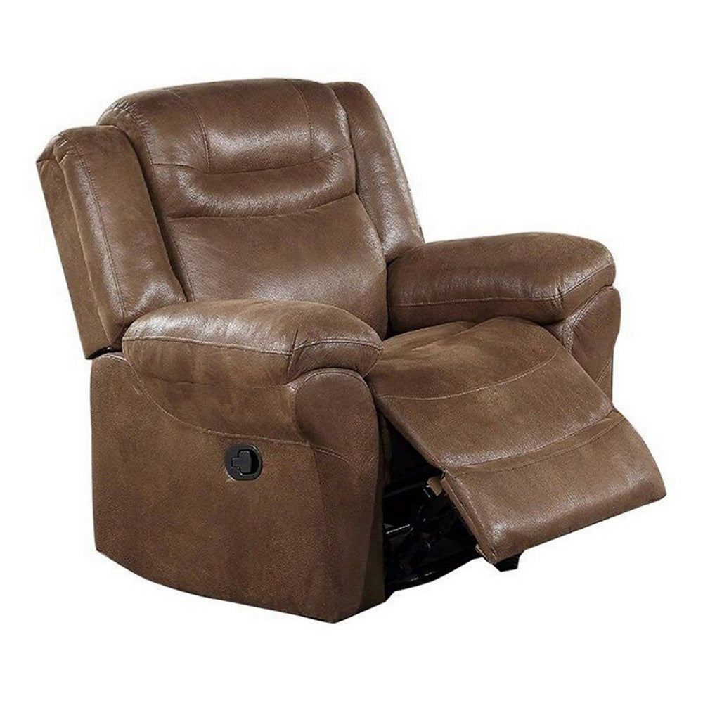 Betty 41 Inch Manual Recliner Armchair Pull Tab Mechanism Rich Brown By Casagear Home BM299115