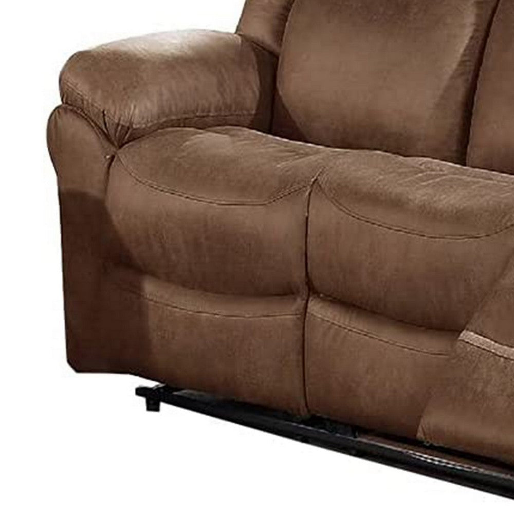 Betty 86 Inch Manual Reclining Sofa Pull Tab Footrest Mechanism Brown By Casagear Home BM299117