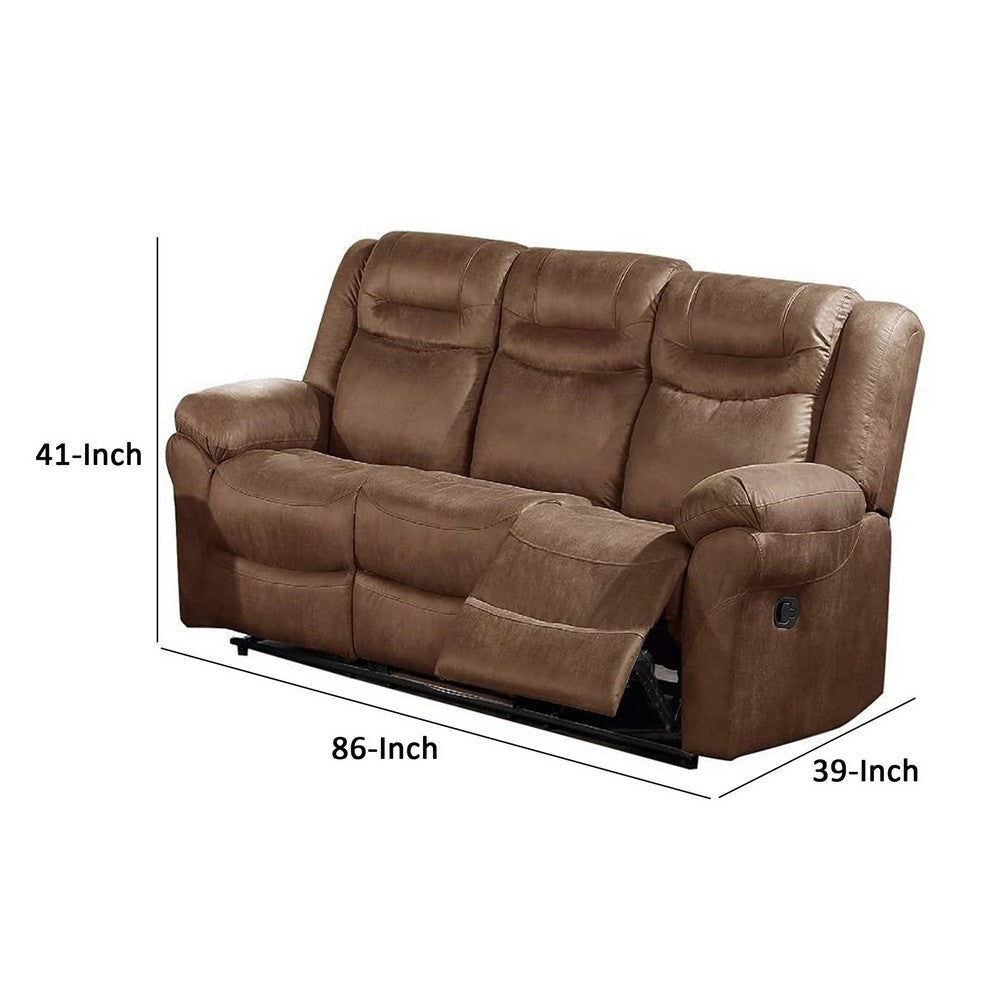 Betty 86 Inch Manual Reclining Sofa Pull Tab Footrest Mechanism Brown By Casagear Home BM299117