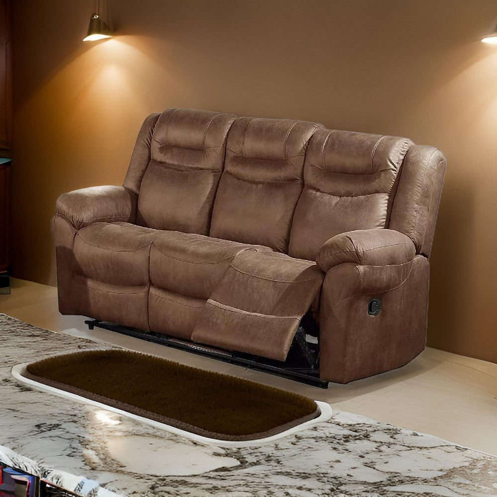 Betty 86 Inch Manual Reclining Sofa Pull Tab Footrest Mechanism Brown By Casagear Home BM299117