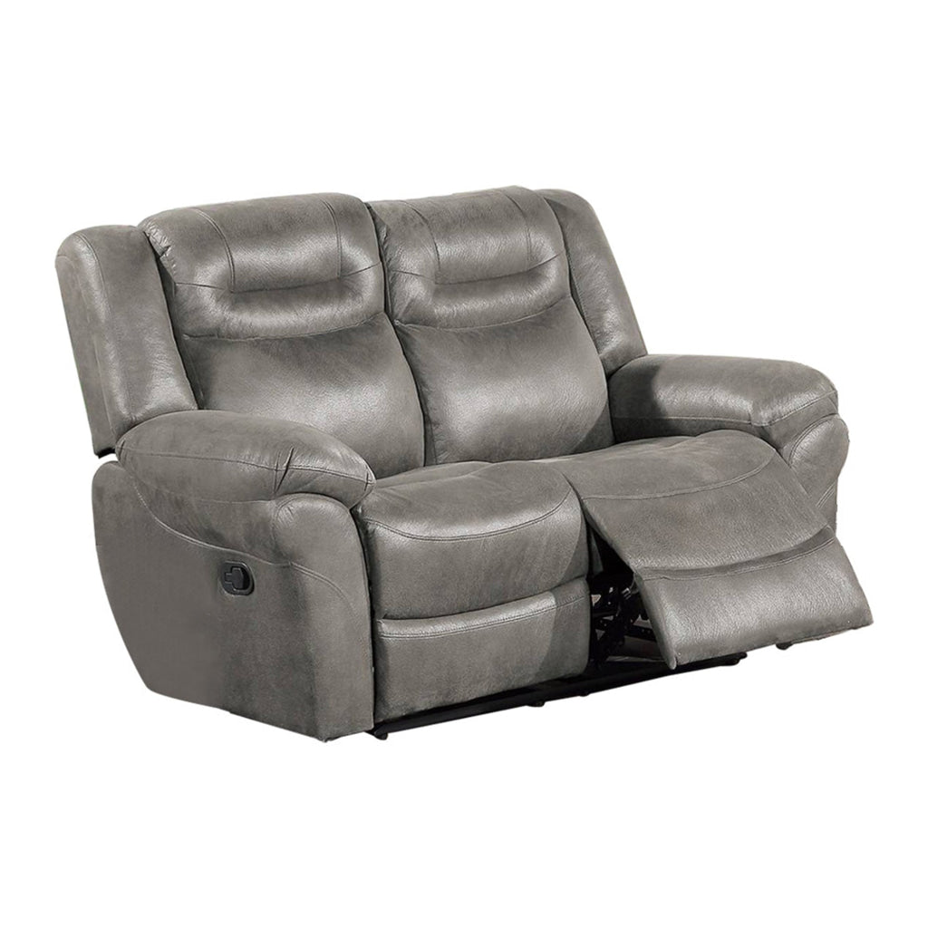 Betty 65 Inch Manual Reclining Loveseat Chair, Pull Tab Mechanism, Gray By Casagear Home